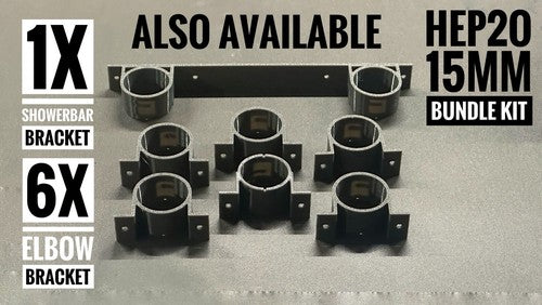 150mm width SHOWER BAR Bracket Compatible with 15mm Hep2O Push Fit Elbow