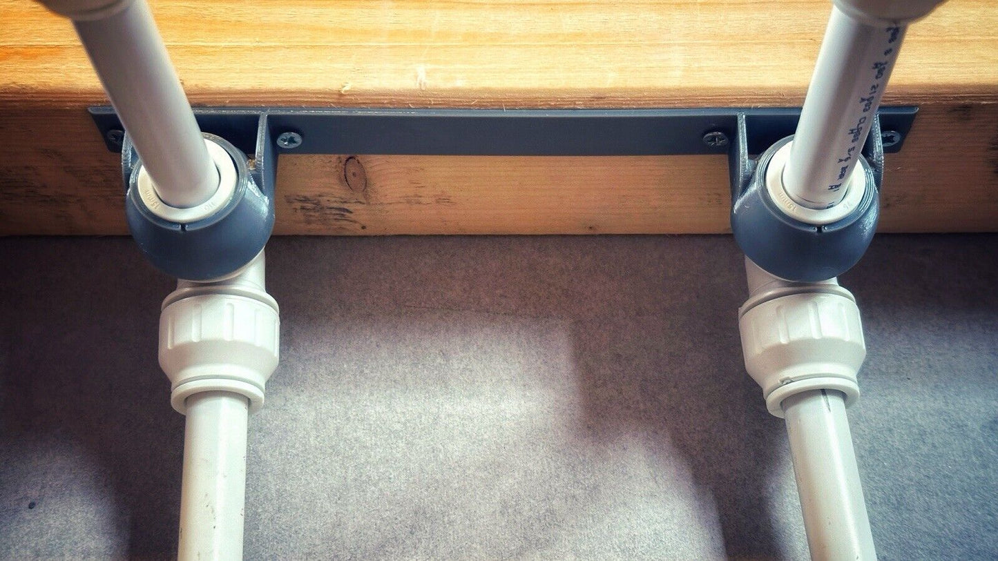 150mm width SHOWER BAR Bracket Compatible with 15mm JG Speedfit Push Fit Elbow - Precise 150mm Width
