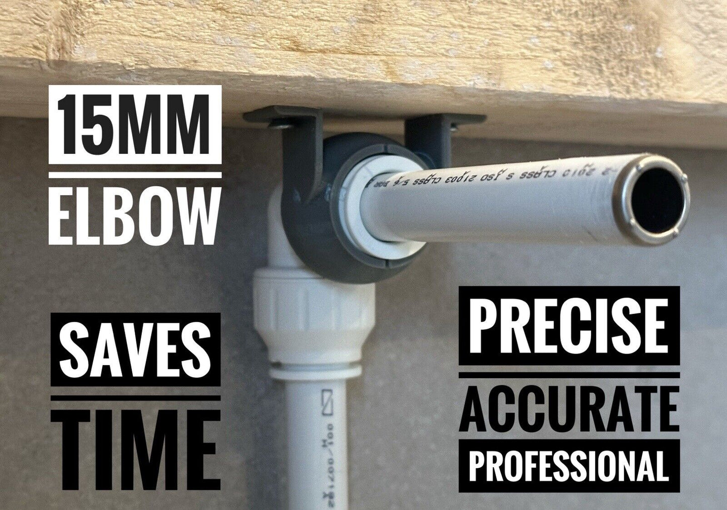 BUNDLE: 6 x Elbow Brackets and 1 x Elbow SHOWER BAR (150mm width) Compatible with 15mm JG Speedfit Push Fit Elbow