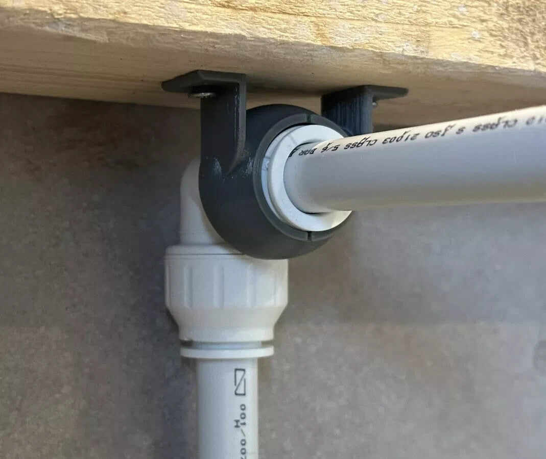 BUNDLE: 6 x Elbow Brackets and 1 x Elbow SHOWER BAR (150mm width) Compatible with 15mm JG Speedfit Push Fit Elbow